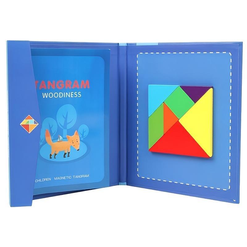 Tangram Puzzle Book, Random Color Tangram Puzzle Toy, Early Education Learning Challenge Toy, Gift for Boys & Girls 0