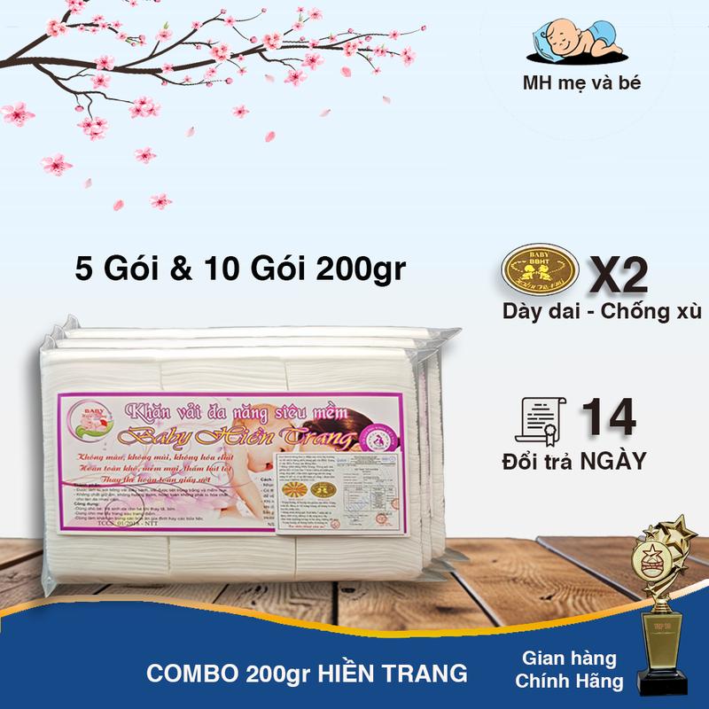 Chính hãng Combo 10 Gói Khăn Đa Năng Hiền Trang 200g Dùng Cho mẹ và bé