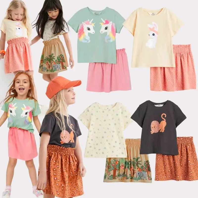 Setelan Kaos Anak Perempuan HM 5-8 Tahun