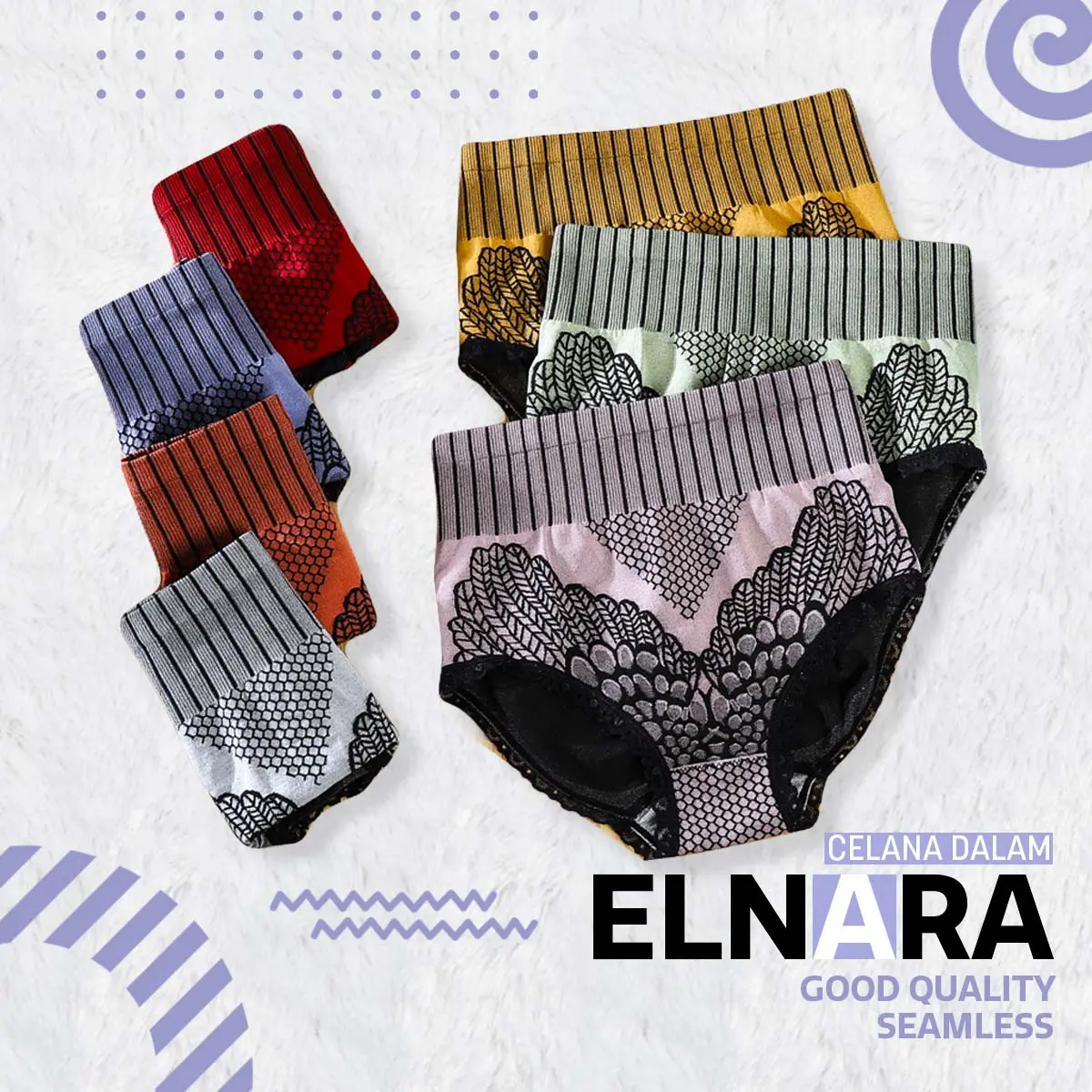 PROMO 5 PCS CELANA DALAM ELNARA BAHAN KATUN BERKUALITAS Wanita High Waist Lembut Nyaman Dewasa Cewek
