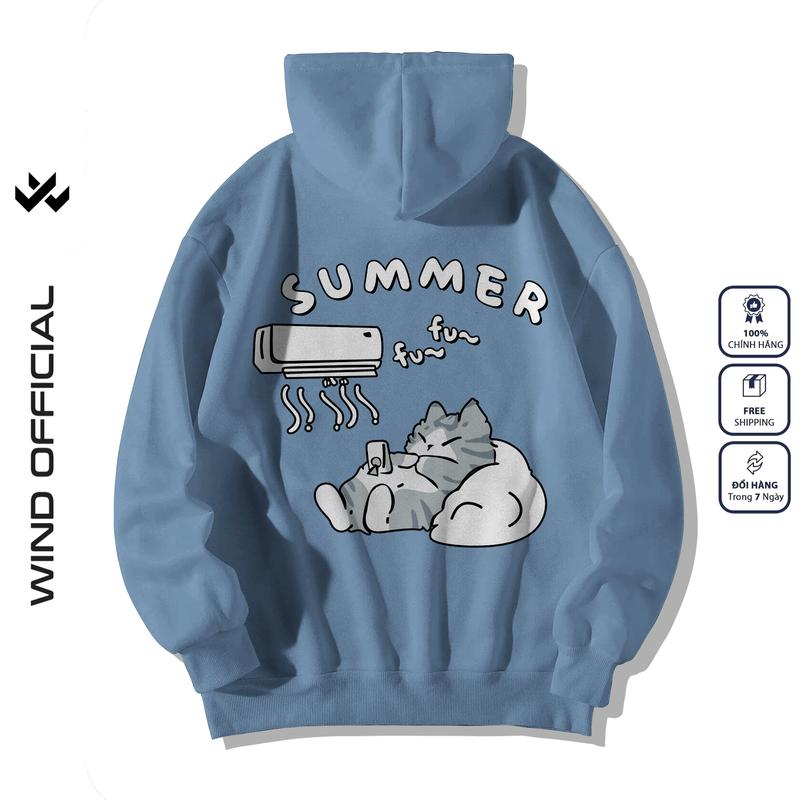 Product Introduction of Áo hoodie unisex form rộng WIND Cat Sleep hoodie nút bấm thời trang nam nữ nỉ bông oversize Women Top 8
