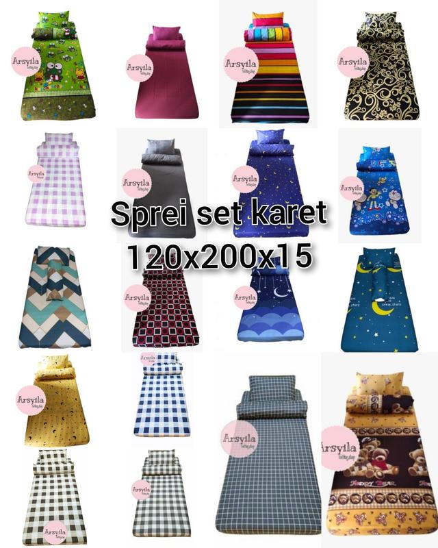 Sprei sudut karet no.3 120*200*15 bantal 1 guling 1 0