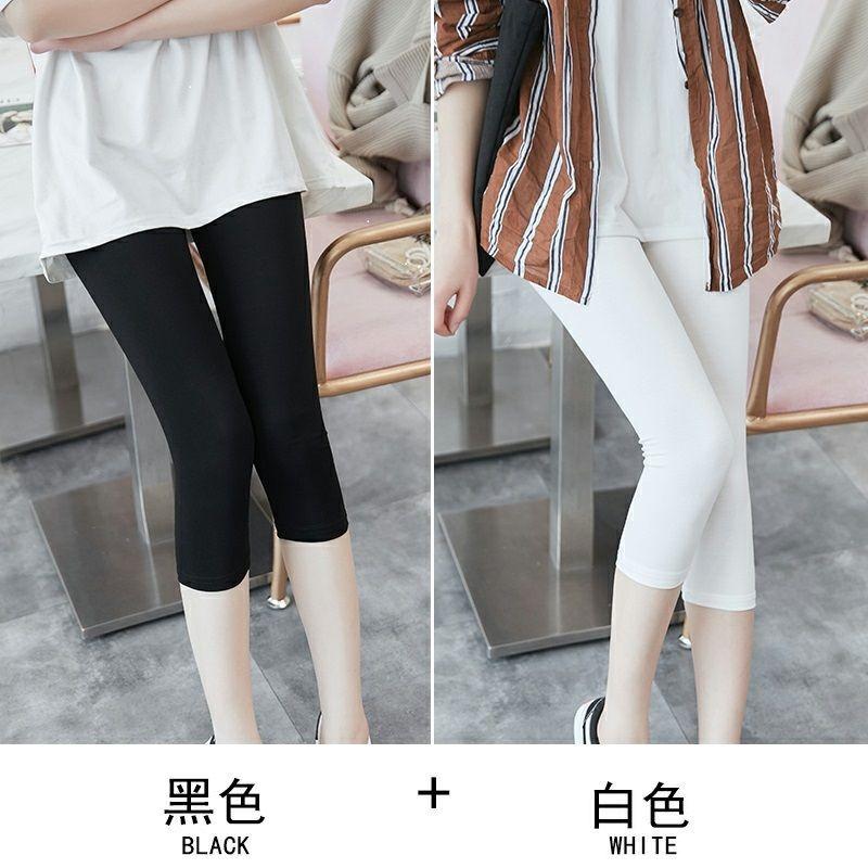 Quần lửng nữ, quần legging mỏng mùa hè, dáng ôm, 7 / 8 quần cotton, co giãn, Ngoại Cỡ, được thu thập bởi 3732 người 6