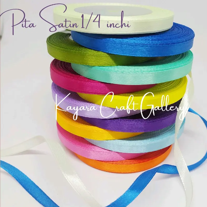 Pita Satin Kecil 1/4 Inchi Per Rol/Pita Hias Kado Souvenir Dan Buket 0