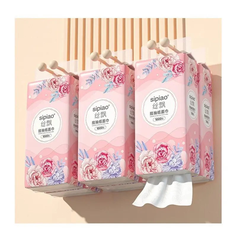 Combo Một Thùng 10 Gói Giấy Rút Treo Tường Sipao Hoa Hồng, Bịch 1000 Tờ Tặng Kèm Móc Treo Tường. Giấy Loại 1 Dai Mềm Mịn Được Làm Hoàn Toàn Từ Bột Gỗ Nguyên Sinh An Toàn Khi Sử Dụng GHH11 Giấy Vệ Sinh thùng  giấy  rút 4