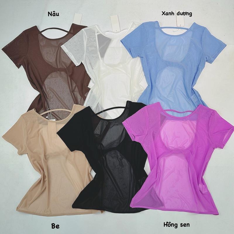Áo Tanktop Thể Thao Tập Gym Chạy Bộ Nữ Yumiisport Tay Ngắn Hở Lưng Form Rộng Vải Lưới Mè Thoáng Khí Thấm Hút Nhanh Khô 1