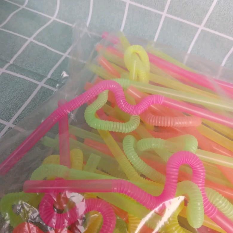Sedotan Fungky / Sedotan Ulir Spiral Warna- warni @50pcs Straw Buah Minuman 2