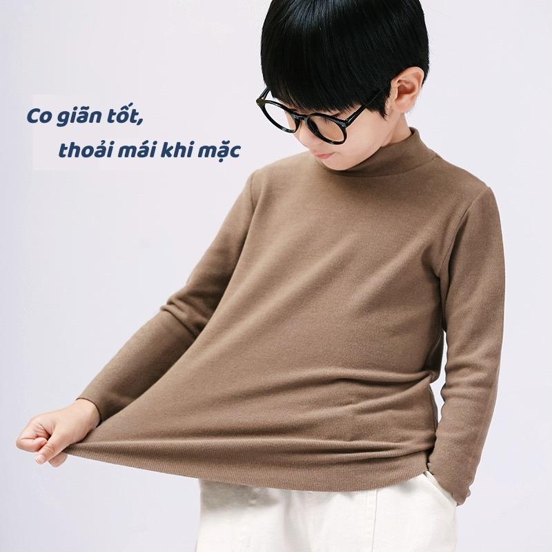 (11-80kg)Áo gia đình áo bông cổ lọ dài tay thu đông 100% cotton kháng khuẩn 5A MAMDADKID không ra màu, không xù lông size đại 8