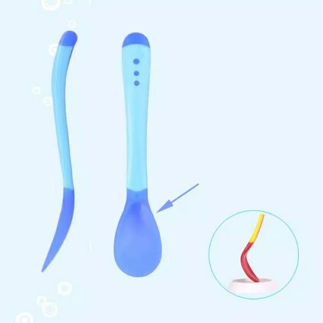 4 pcs Sendok makan bayi dengan sensor panas lentur silikon 5