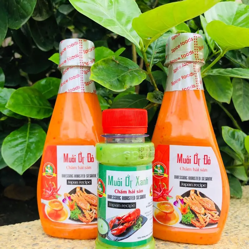 Combo 02 chai Xốt Chấm Muối Ớt Đỏ(260gr/1chai) tặng 01 lọ Muối Ớt Xanh(120gr/1lọ) chuẩn vị