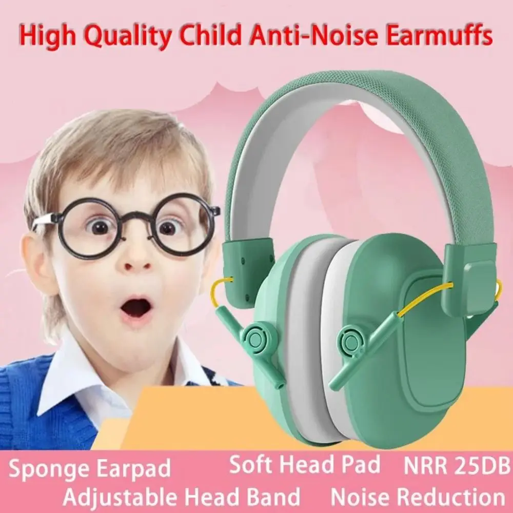 Safe Material Hearing Protection Kids Head Earmuffs Ear Defenders Soundproof Ear Cancelling Headphones ABS Shell Adjustable Anti-Noise Earmuffs Learning Drum