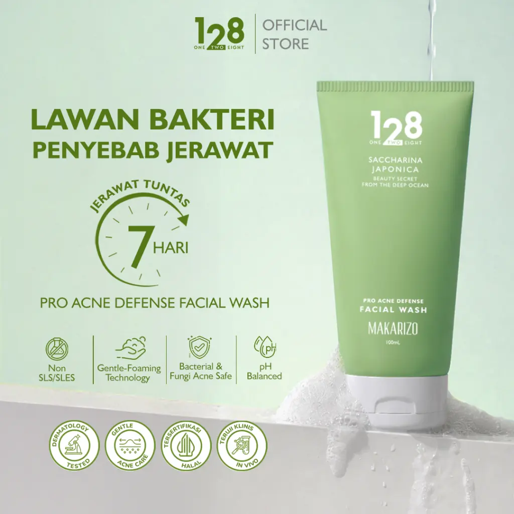128 Makarizo Pro Acne Defense Facial Wash - Sabun Cuci Muka Untuk Jerawat