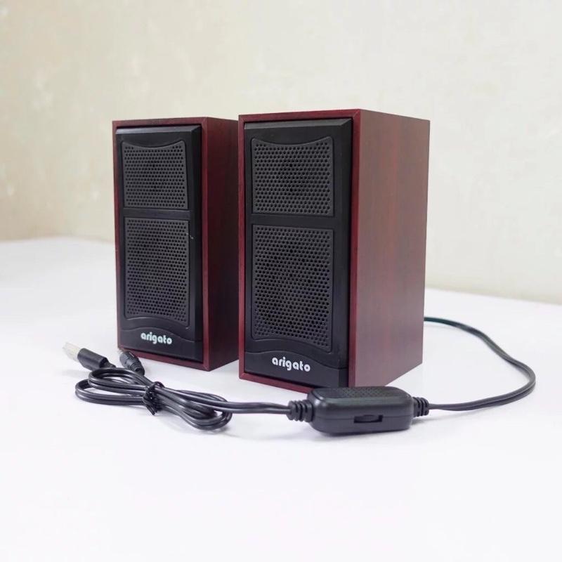  Loa Máy Tính Vi Tính Laptop Mini Để Bàn Vỏ Gỗ ARIGATO M22 - 2 Loa Công Suất 6W Jack Cắm 3.5mm Stereo - Nghe Nhạc 