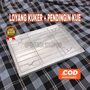 Loyang Kuker + Pendingin Kue Peniris Minyak Serbaguna Anti Karat Paket Ekonomis Loyang Oven Kompor Cooling Rak Kue Nampan Grid Kering Aluminium Buah Coklat