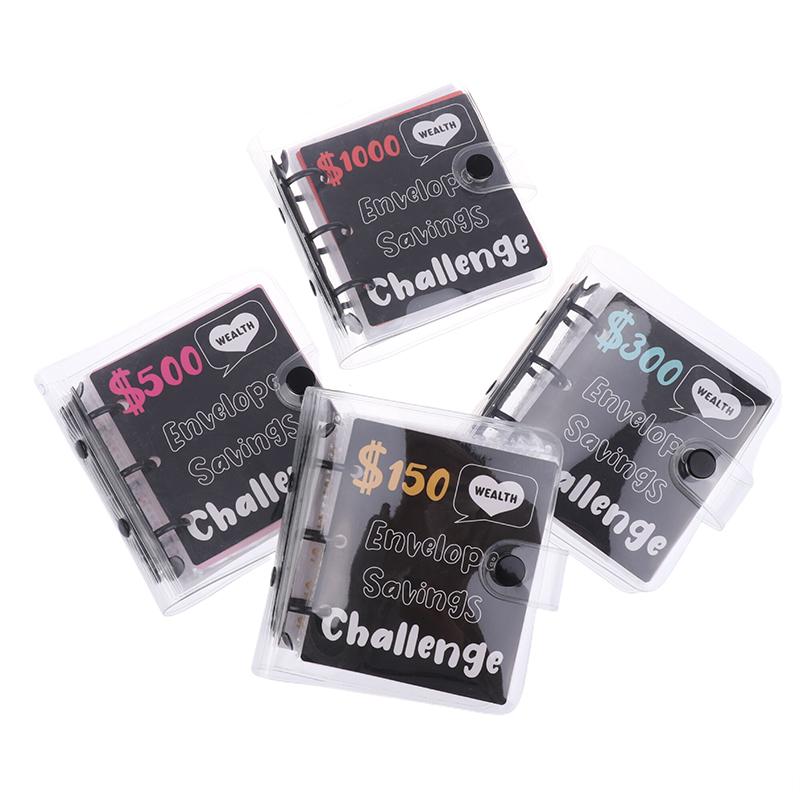 Product Introduction of Simple Mini Binder Money $150/300/500/1000 Savings Challenge Binder Cash Budget Storage Book Budget Binder With Cash Envelopes 22