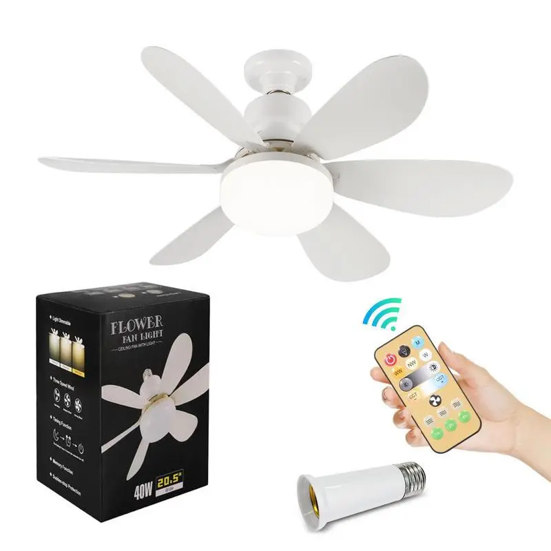 40W E27 Base Ceiling Fan Light, Dimmable Ceiling Fans Light with Remote Control, Energy-saving Ceiling Fan Light for Home Bedroom Kitchen
