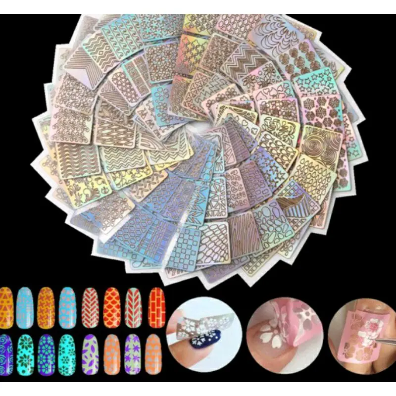 3 PCS NAIL ART STENCIL.TRANSFER MANICURE NAIL ART 0