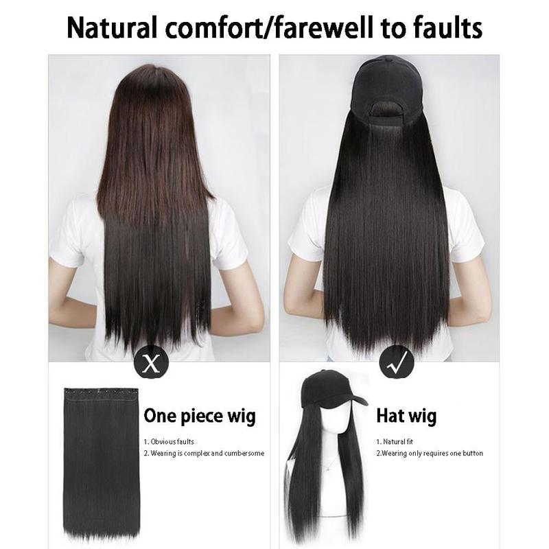 Mũ Tóc Giả Cho Nữ, Tóc Thẳng Dài 60Cm, Nối Tóc Thời Trang, Một Mảnh, Tự Nhiên, Thực Tế, INS 3