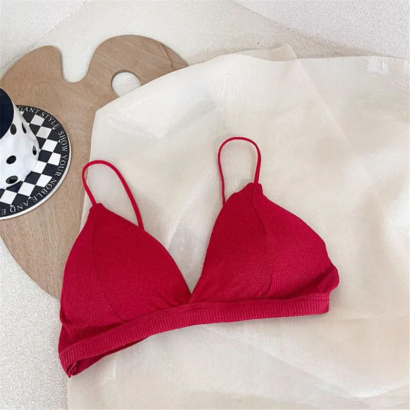 Áo Ngực Cúp Tam Giác Cotton, Kiểu Dây Đeo Nhỏ Gợi Cảm, Thiết Kế Lưng Đẹp, Màu Trơn Áo Vest Quấn Ngực 7