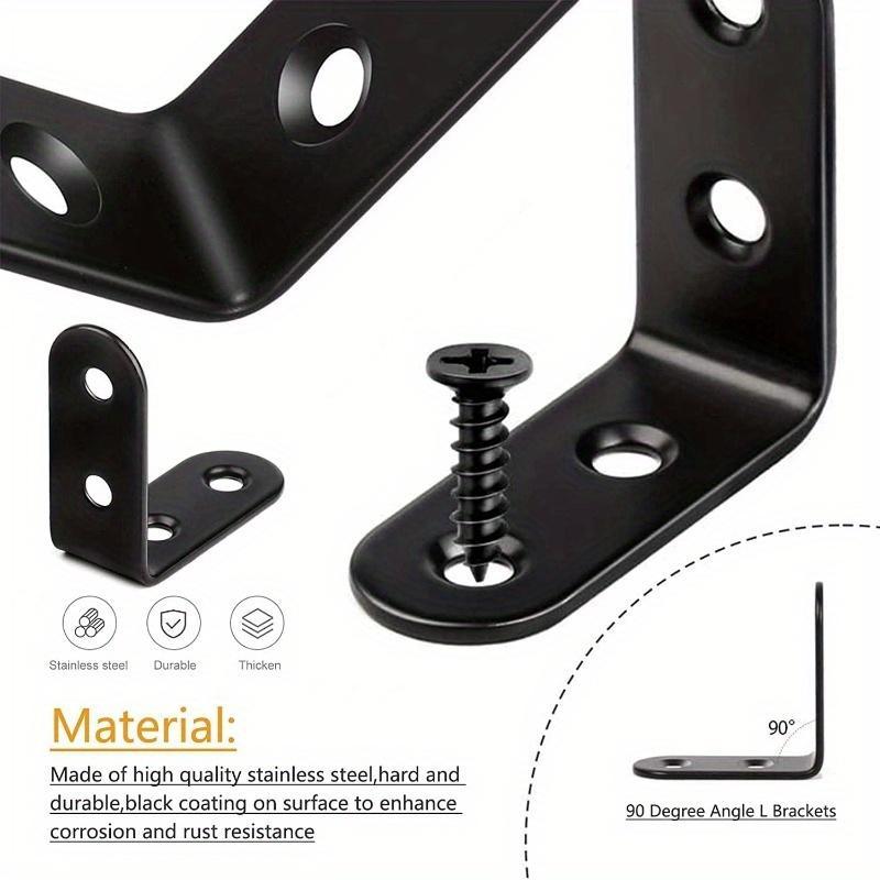 Product Introduction of L Shaped Corner Bracket with Screws, 90° Right Angle Bracket Fastener, Suitable for Wood, Shelf, Furniture, Window, Cabinet 2