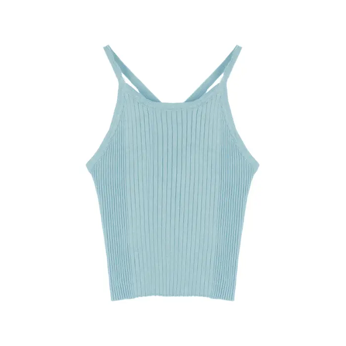 Hot sales of sweet and spicy knitted halter sleeveless vest female summer wear small slim short crop top
