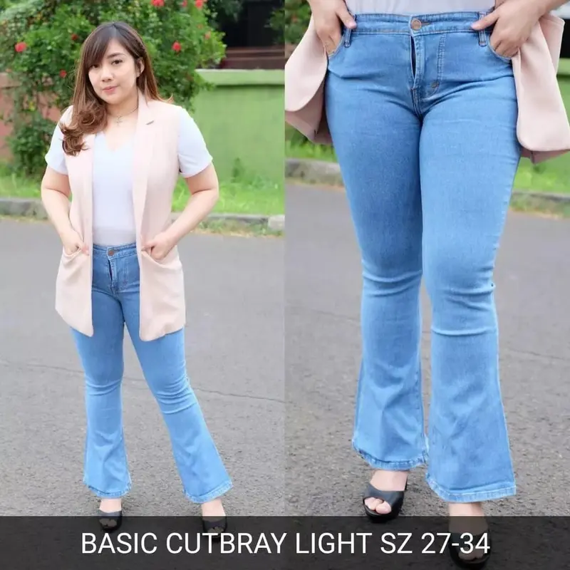 Celana Jeans Cutbray Wanita Super Jumbo Nyaman Variasi Panjang Denim Dewasa Cewek 4
