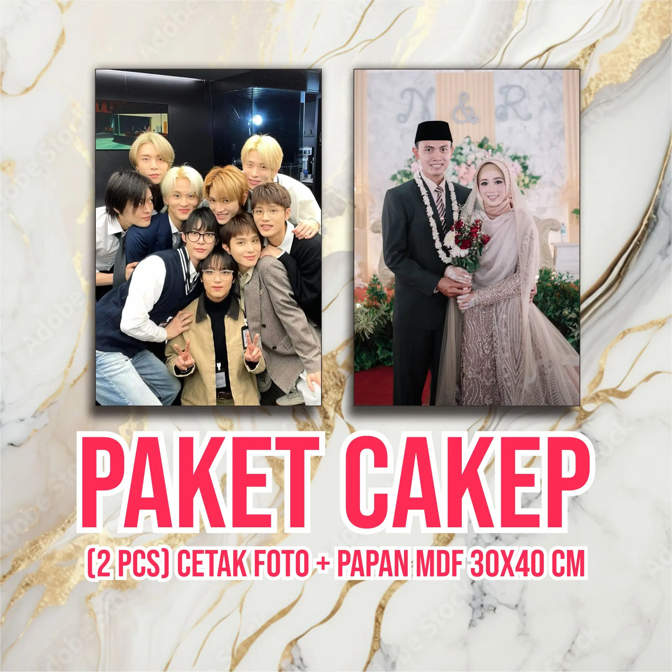 (2 PCS) CETAK FOTO + PAPAN MDF 30X40 CM Dinding Putih