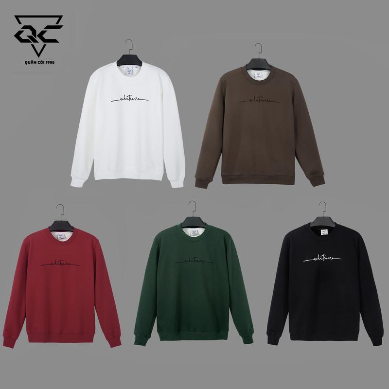Áo sweaters  chất nỉ lông cáo,họa tiết thêu ,Quân còi 1988 Nam nữ ,mã AT-269  to & cao hoodies & sweaters polo Menswear Sọc Kem Có Cổ Dài Tay