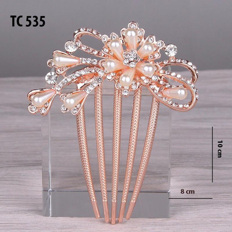  GOTI – Phụ Kiện Thời Trang – Trâm Cài Tóc Hình Hoa Hạt Đính Nơ Phối Đá Kiểu Lược Cài Tóc Quà Tặng Nữ 20 10 8 3 TC535 