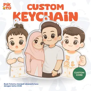Pikato Gantungan Kunci Premium Free Custom Chibi UV Print High Quality Keychain