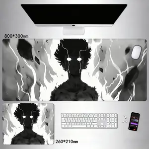 Gaming Mouse Pad Cool Monochrome Extra Large Anime Mouse Pad Laptop Keyboard Pad Non-Slip Base Design Thickened Locking Edge Premium Desktop Mat MousePad Aesthetic.4