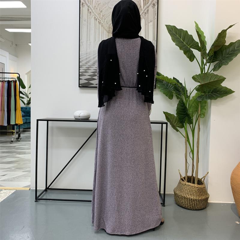 Product Introduction of Cross-Border Autumn Winter Muslim Women's Clothing In-Stock Long Sleeve Knitted Sweater Coat Robe 1853 17