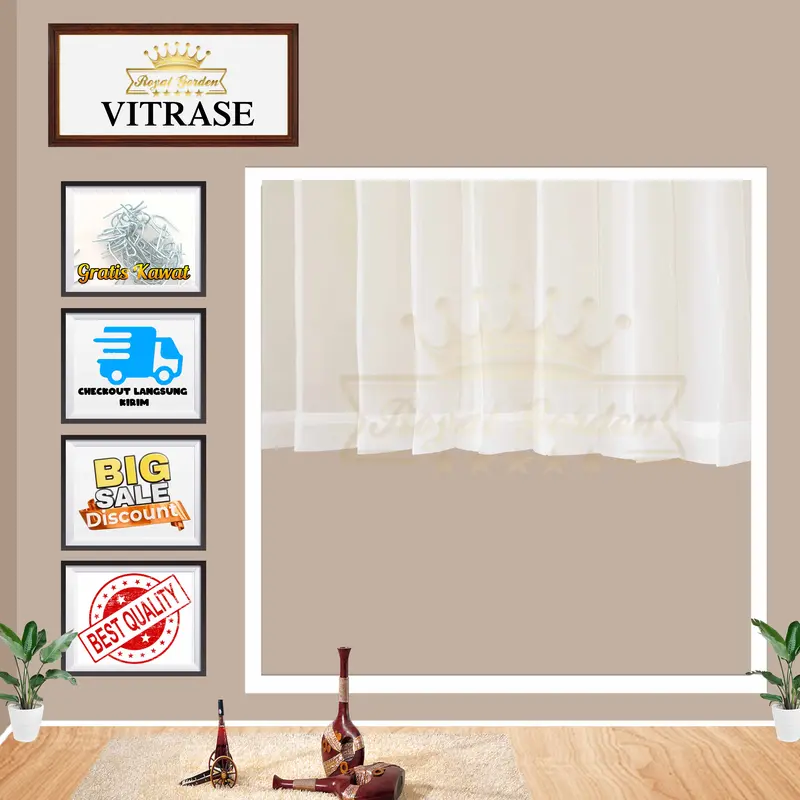 Vitrase Gorden Jendela Minimalis Vitras Polos Putih Plisket Daleman Hordeng Murah Vitrace Foil import Dekorasi Jaring Kawat 3