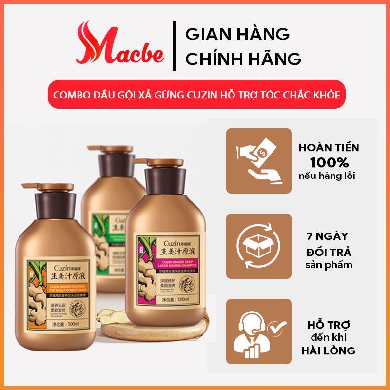 Bộ Dầu Gội Xả Gừng Cuzin Hỗ Trợ Cải Thiện Giúp Tóc Mọc Dày Dài