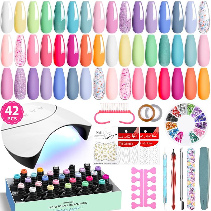 ルノワール！TikTokグッズ3点セット 42 Pcs Gel Nail Polish Kit with U V Light 24 Popular Colors