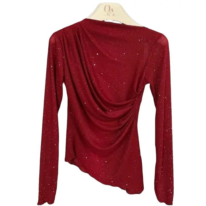 Áo Thun Nữ Lệch Vai Nhũ Kim Tuyến - Top, Shirt, Women Nhung Tre