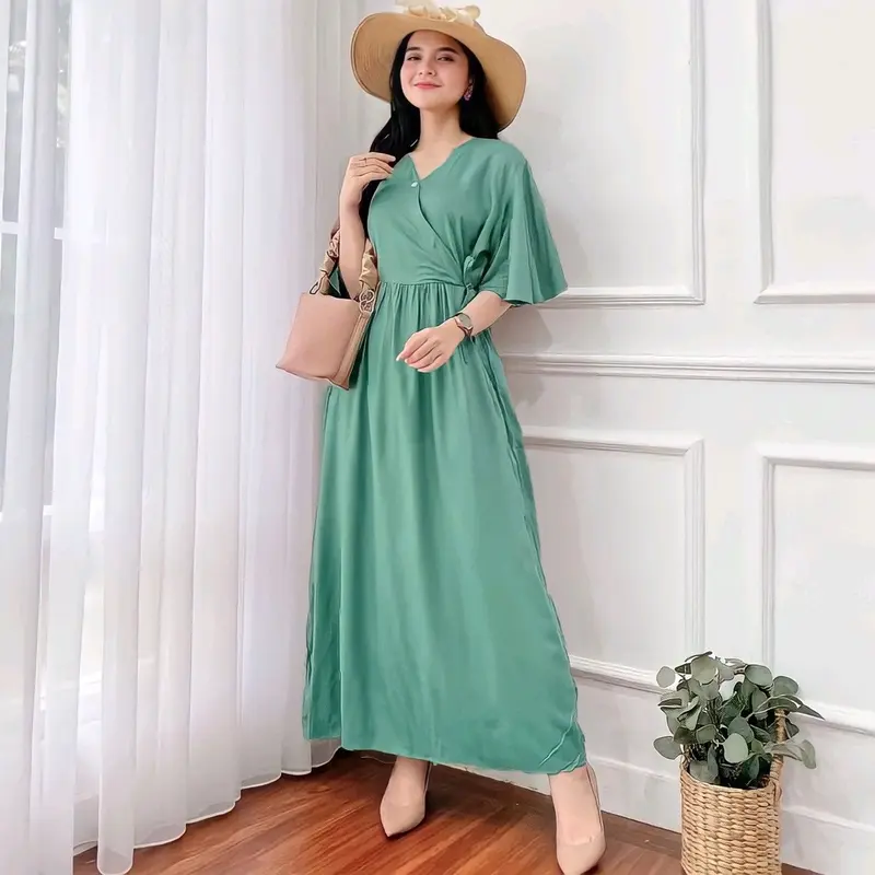 Paket 3pcs Daster Kimono Long Busui Motif Belah Samping Panjang Bumil Katun Rayon 3