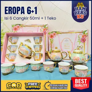 Hampers Cangkir Set Keramik EROPA Souvenir Gelas Mug Teko Teh Kopi Aesthetic Gift Weeding Kado Pernikahan Lebaran Idul Fitri