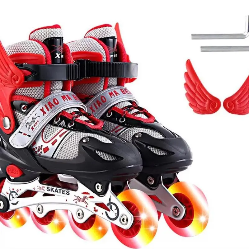 Giày trượt Patin 1 hàng, 2 hàng, 4 bánh phát sáng kèm đồ bảo hộ, Giày Patin Sport 5