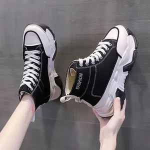 Cintaferina Sepatu boots wanita sepatu sneakers wanita canvas mesh gaya wanita korea kekinian Putih Hitam Casual Shoes run star hike