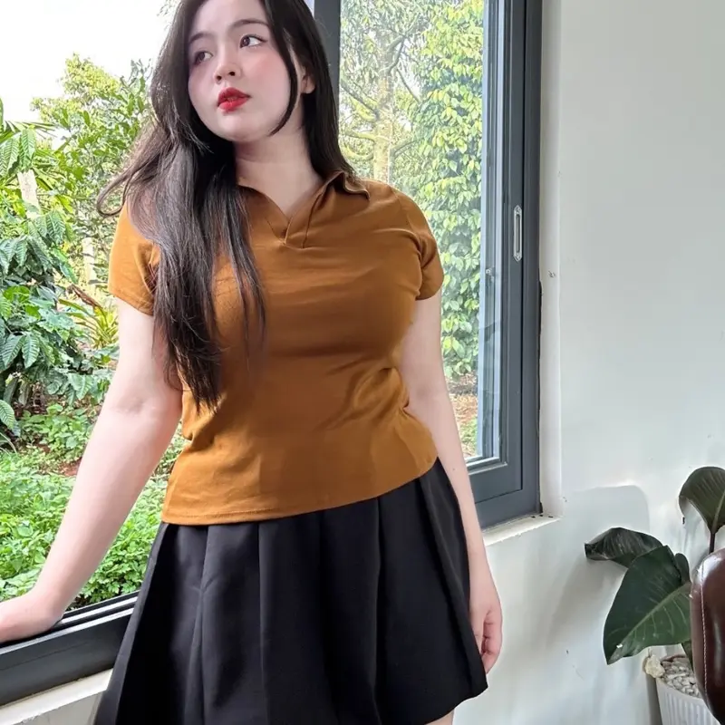 Áo thun polo bigsizeconho dáng qua rốn vải borip mã ACB 3