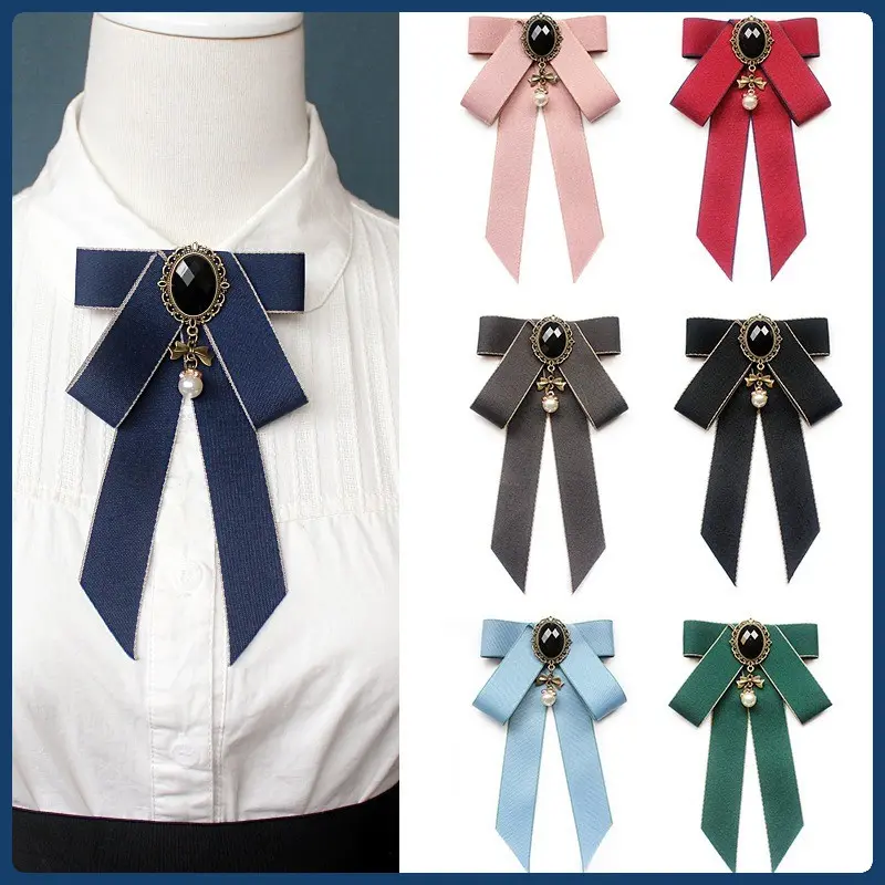 Nơ cho nam và nữ Nơ màu Trơn Streamer chuyên nghiệp Thích hợp cho công việc dài Hoa Cổ Áo sơ mi phong cách Preppy Anh phù hợp với áo sơ mi cho phụ nữ và nam giới