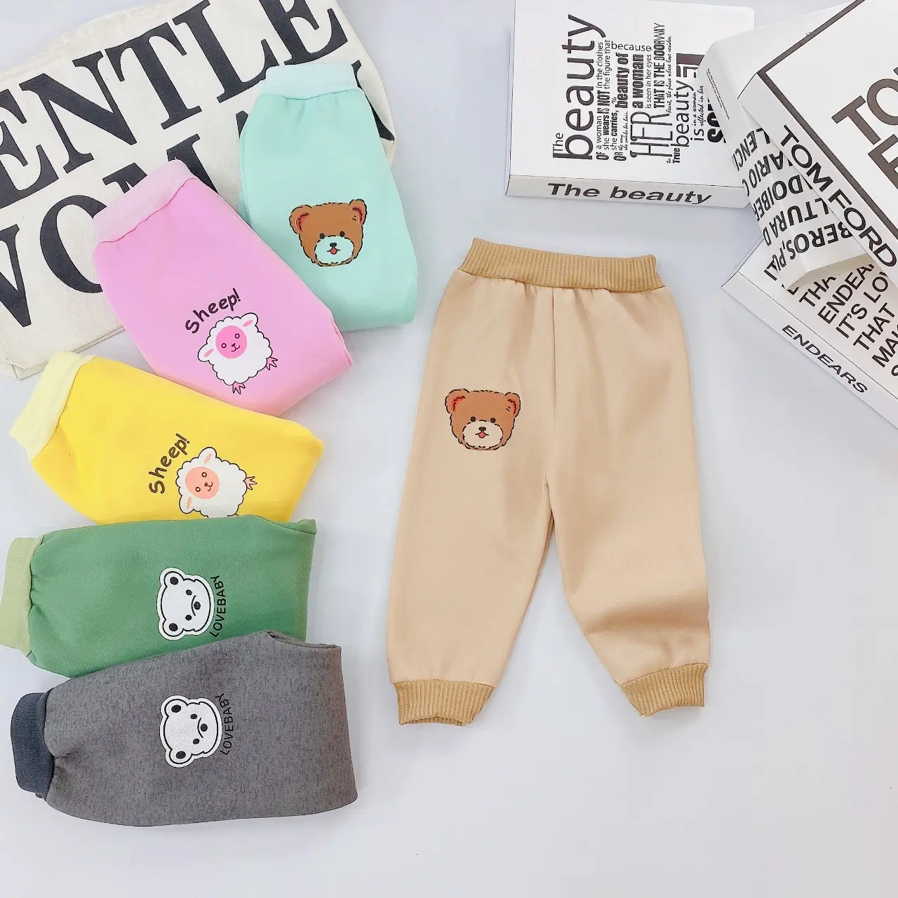 Set 5 quần dài nỉ lông cho bé trai bé gái từ 5-15kg TN01