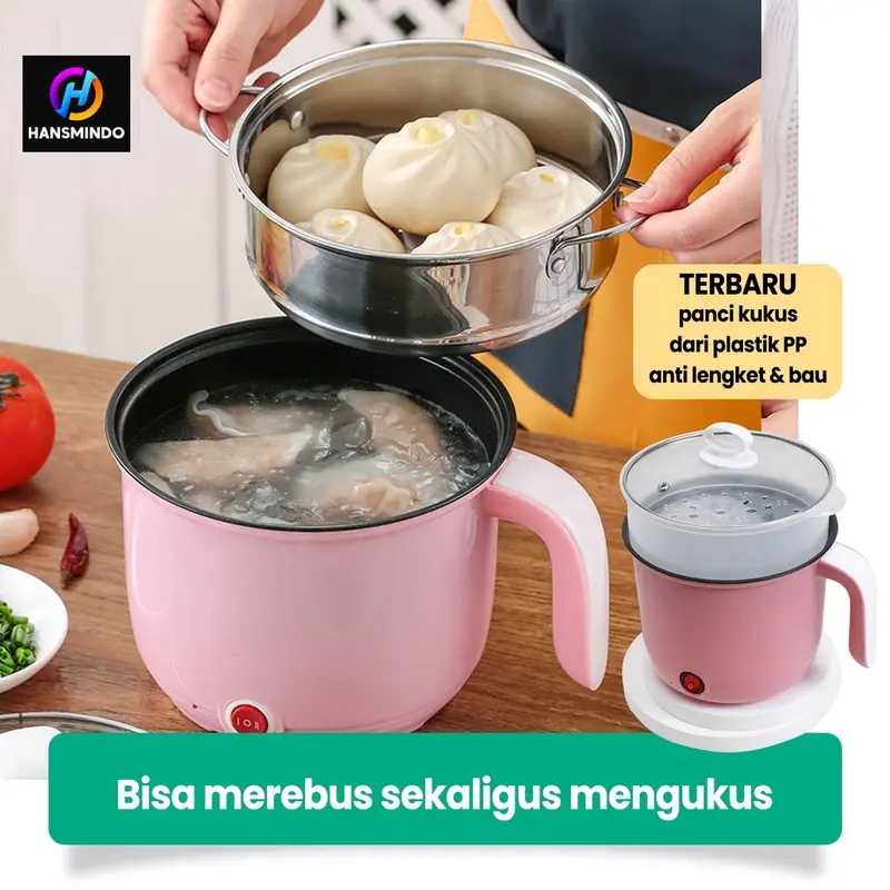 Panci Listrik Serbaguna / Panci Elektrik Multifungsi 1.8 L / Elektrik Cooker Free Kukusan/ Panci Multigungsi, untuk Menggoreng, Merebus dan Mengukus 4