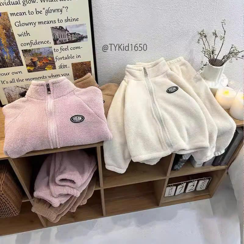 [Tiểu Yến KID] S1650-Bộ lông cho bé trai bé gái, áo khoác lông và quần lông 2 mặt