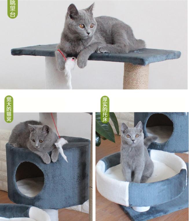 Product Introduction of Ready to ship 2-story cat condo, cat climbing frame ‼️ Cat condo, cat scratching post, cat bed, cat toys, cheap cat condo # P122. 16
