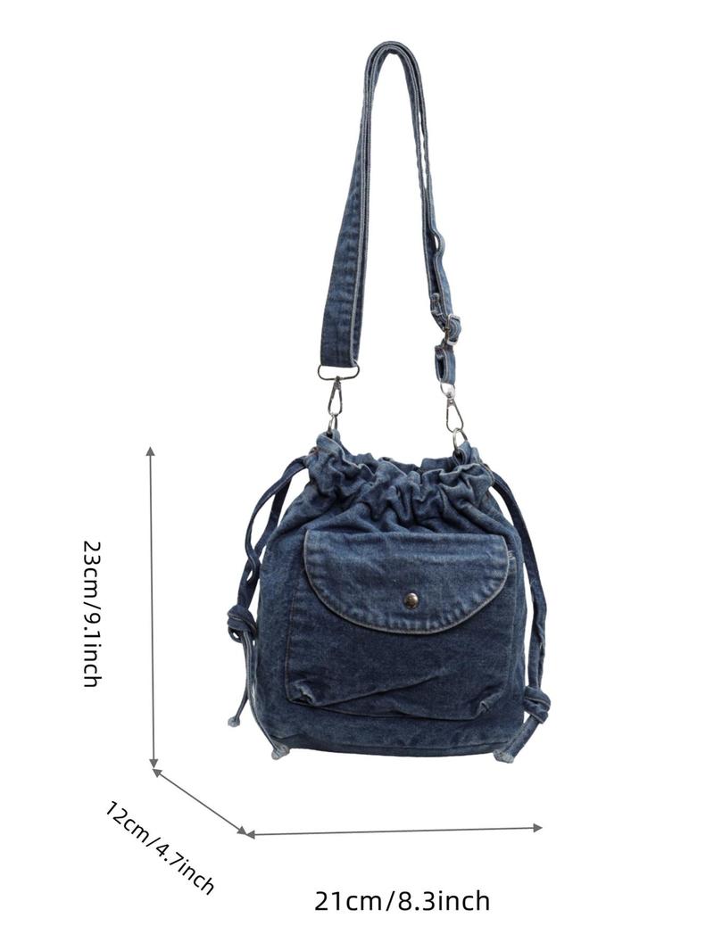 Product Introduction of Women's Denim-effect Washed Crossbody Bag, Fashionable Pocket Design Shoulder Bag for Daily Used, Casual Trendy Versatile High-quality Daily Commuting Bag, Purse 3
