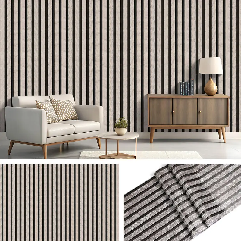 Striped Pattern Wallpaper, 1 Roll Waterproof Self-adhesive Wallpaper, Peel & Stick Sticker for Living Room & Dining Room & Bedroom 0