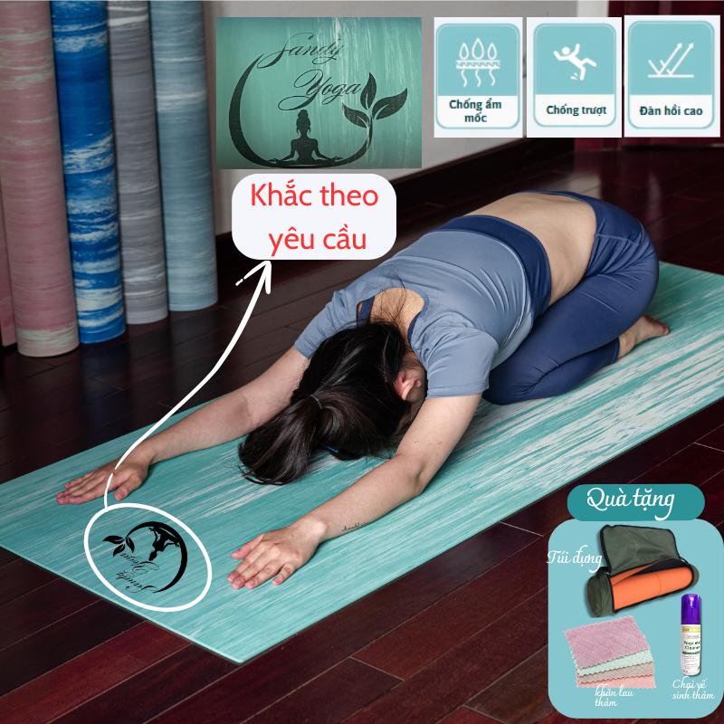 Thảm tập yoga cao su tinh khiết họa tiết loang chống trượt 2 mặt thảm yoga cao cấp dễ vệ sinh chống ẩm