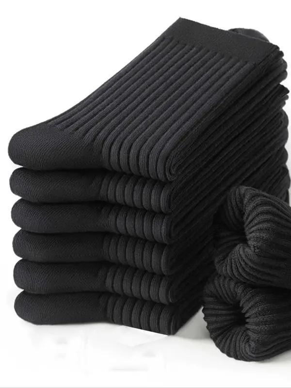 Men's 6 Pairs Solid Crew Socks, Casual Plain Comfy Breathable Soft Cozy Mid Calf Socks for Daily Life, Menswear, Men's Socks & Hosiery for All Seasons, Crew Socks, Socks for Men,  Mens Fashion 4